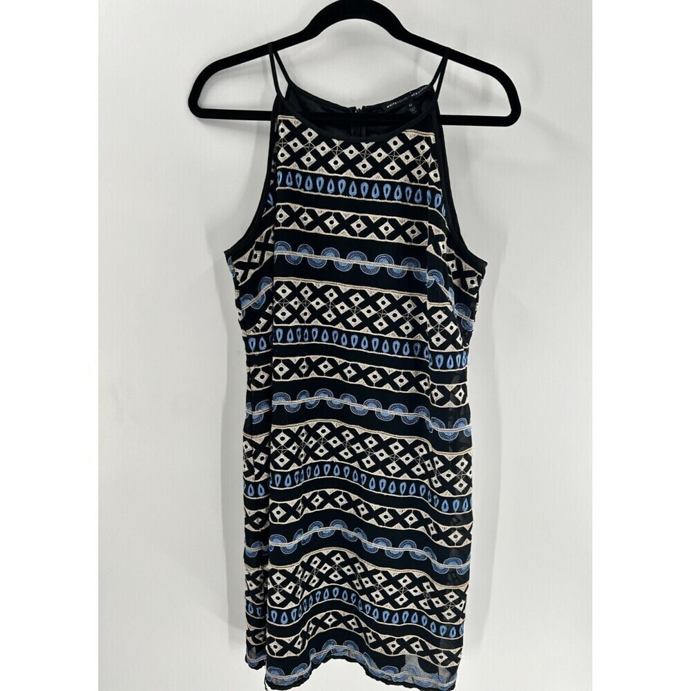 Women's White House Black Market Geometric Print Sleeveless Dress Size 12